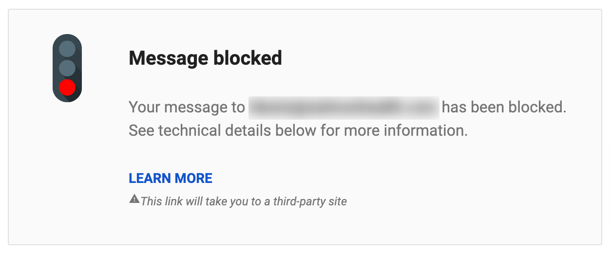 "message blocked" response example